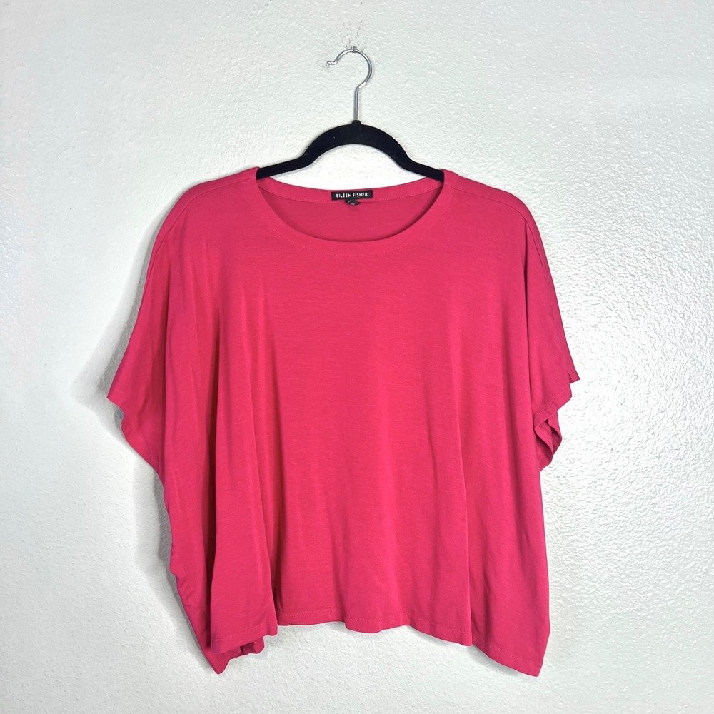 Eileen Fisher Boxy Tee Sz XXS Pink Tencel Lyocell T-Shirt Short Sleeve Top